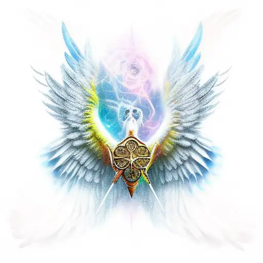 seraphim with 6 wings tattoo design idea