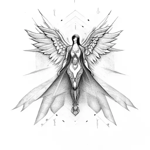 seraphim with wings tattoo design idea
