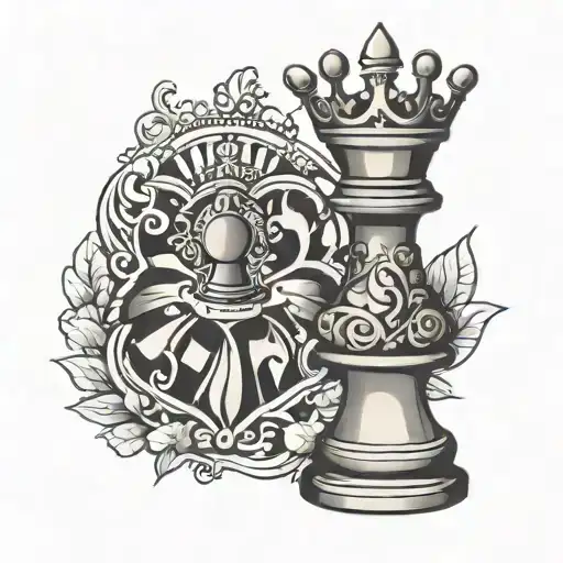 chess piece queen tattoo design idea