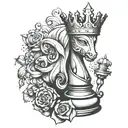 chess piece queen tattoo design idea