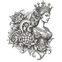 chess piece queen tattoo design idea