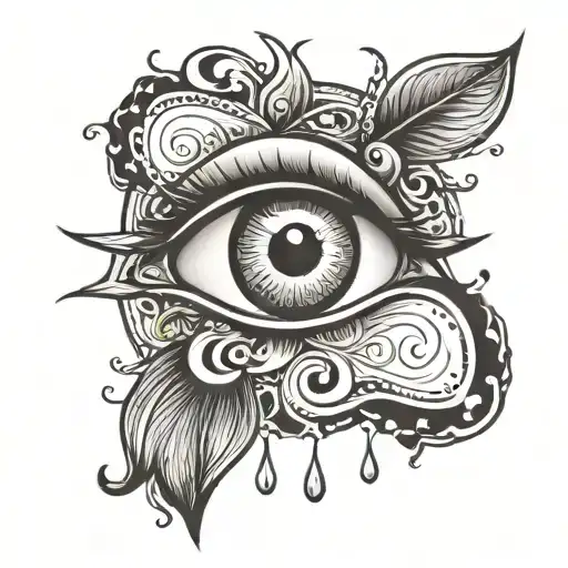 eye with tear falling tattoo design idea