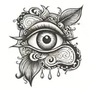 eye with tear falling tattoo design idea
