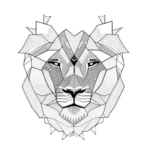 full body of a sitting lion with the upper half of the image day and the lower half night tattoo design idea