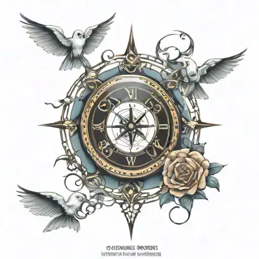 spider web, compass, hourglass,doves,tears tattoo design idea