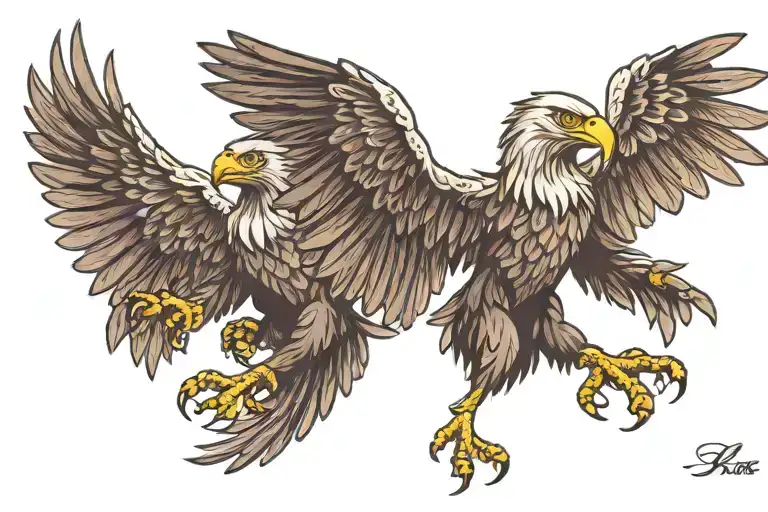 polish eagle fighting tattoo design idea