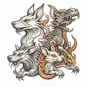 Dog, rat, two dragons, rabbit tattoo design idea