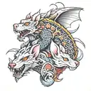 Dog, rat, two dragons, rabbit tattoo design idea