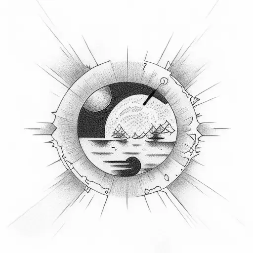 Sunset with Number 7 tattoo design idea