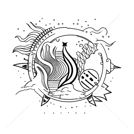 Sunset with Number 7 tattoo design idea