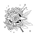 Sunset with Number 7 tattoo design idea