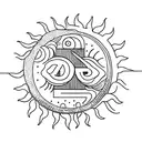 Sun and number 7 tattoo design idea