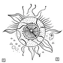 Sun and number 7 tattoo design idea
