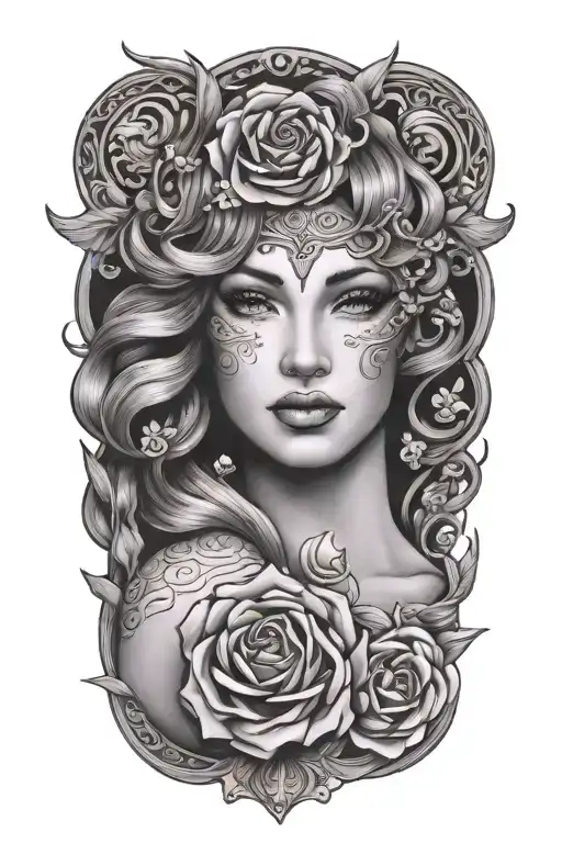 pisces goddess tattoo design idea
