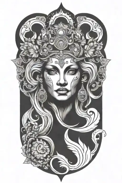 leo goddess tattoo design idea