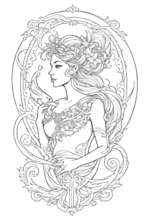 pisces goddess tattoo design idea