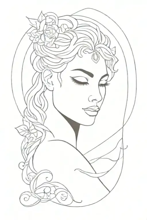 leo goddess tattoo design idea