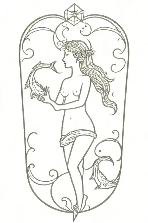 pisces goddess tattoo design idea