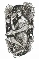 pisces goddess tattoo design idea