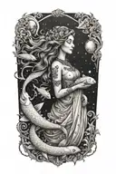 pisces goddess tattoo design idea