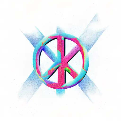 peace sign  with mountain  tattoo design idea