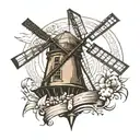 windmill tower tattoo design idea