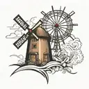 windmill tower tattoo design idea