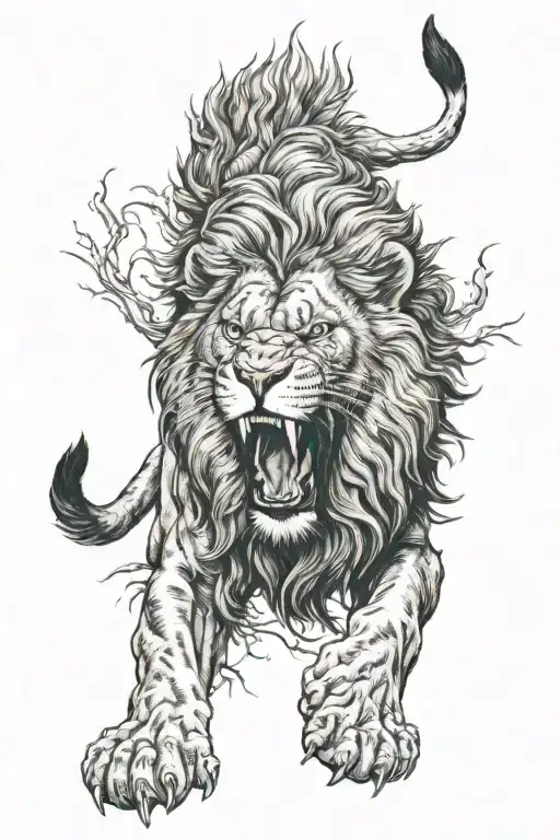 lion roaring, jamaica city tattoo design idea