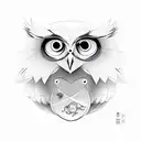 Monkey and owl tattoo design idea