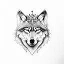Wolf with queen crown tattoo design idea