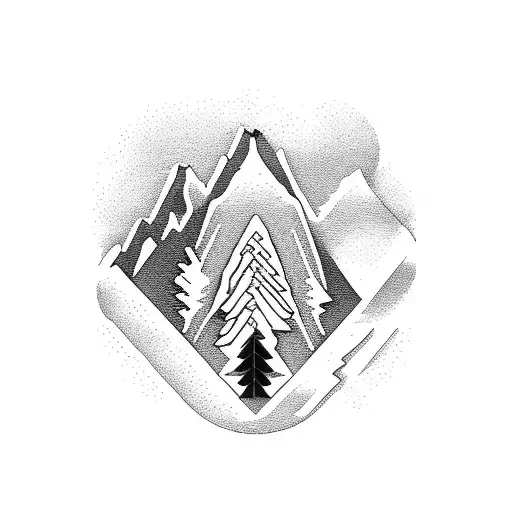 ski touring minimalistic tattoo design idea