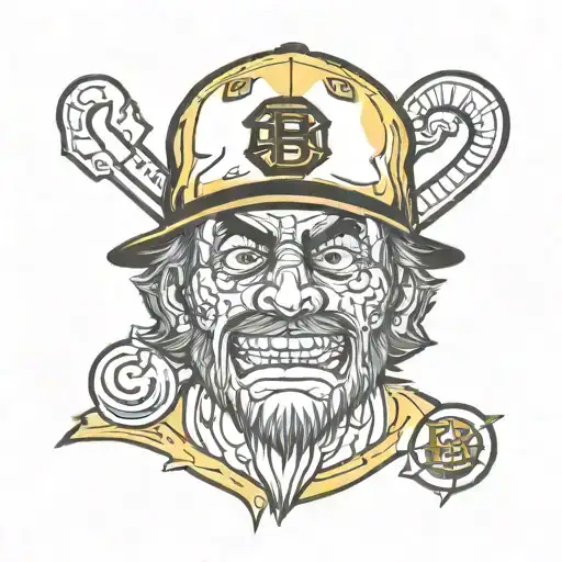 Guy with Bruins Hat One Piece tattoo design idea
