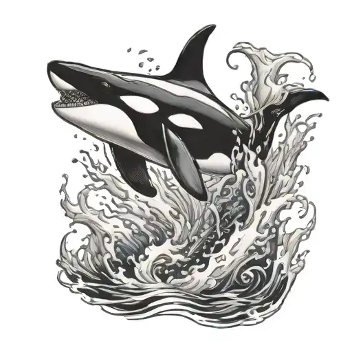 orca jumping tattoo design idea