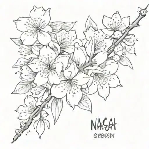 Japanese cherry blossom and word Nagasu   tattoo design idea