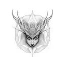 A dotwork tattoo featuring a mythical creature with multiple eyes, representing the complexity and interconnectedness of graphs in computer science. tattoo design idea