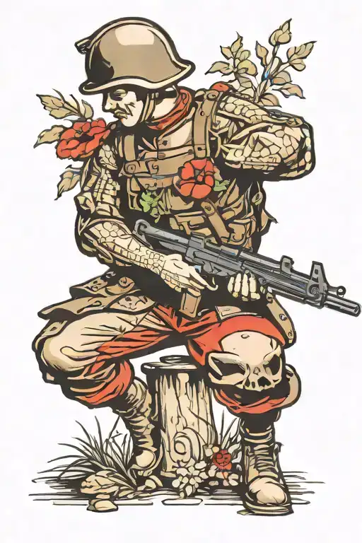 poppys soldier kneeling tattoo design idea