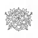 cross with flowers and words tattoo design idea