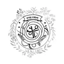 cross with flowers and words tattoo design idea