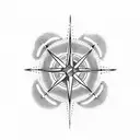 A dotwork tattoo depicting a star-shaped compass with constellations inside, symbolizing the client's passion for stars and their role as a guiding force in the journey of childbirth tattoo design idea