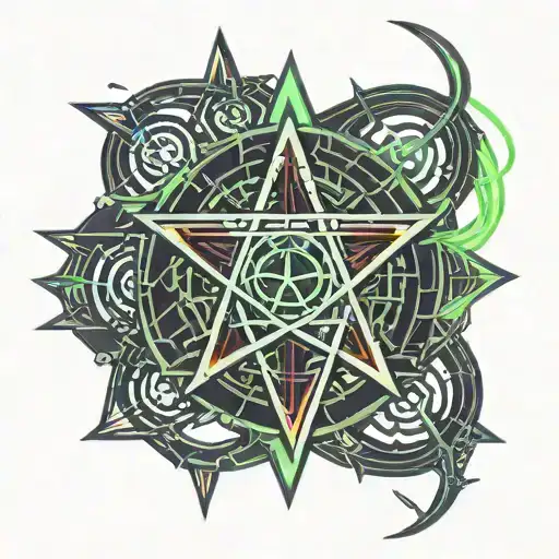 pentagram  blood chain anime tattoo design idea