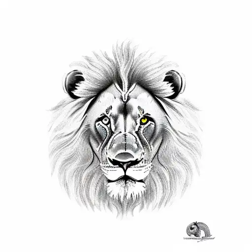 lion with 2 cubs tattoo design idea