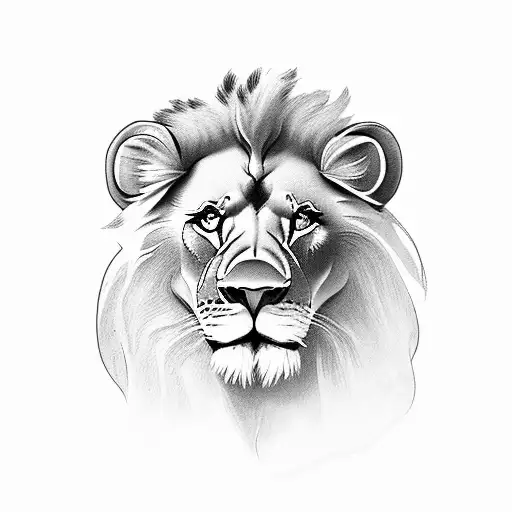 lion with 2 cubs tattoo design idea