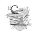 stack of books tattoo design idea