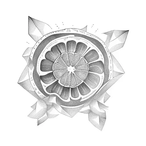 Squezed lemon tattoo design idea