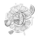 Squezed lemon tattoo design idea