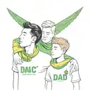 son on dads shoulder and the sons holding a yellow and green scarf that says NCFC and the dad and son have plain shirts  tattoo design idea