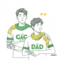 son on dads shoulder and the sons holding a yellow and green scarf that says NCFC and the dad and son have plain shirts  tattoo design idea