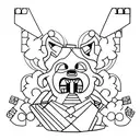 A tattoo of a mother and her two sons building a Lego tower surrounded by flowers tattoo design idea