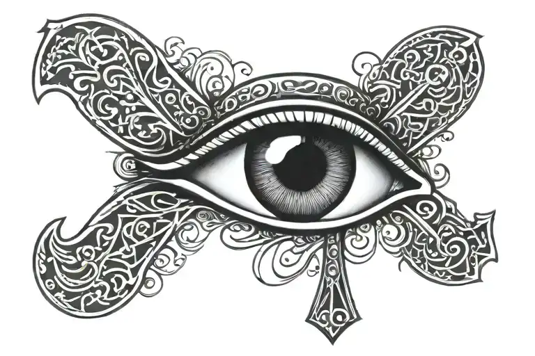 Ankh Symbol with eye tattoo design idea