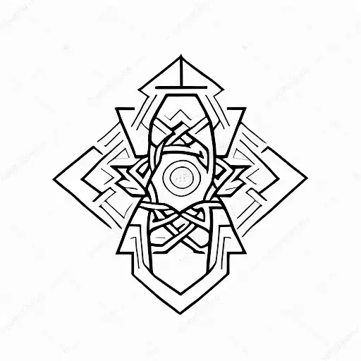 BTS logo intertwined with intricate witchcraft symbols tattoo design idea
